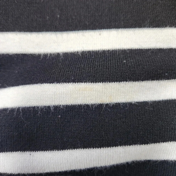 Red Button Cardigan Size L Yellow Block Black White Striped Long Sleeve *READ* - Picture 7 of 16